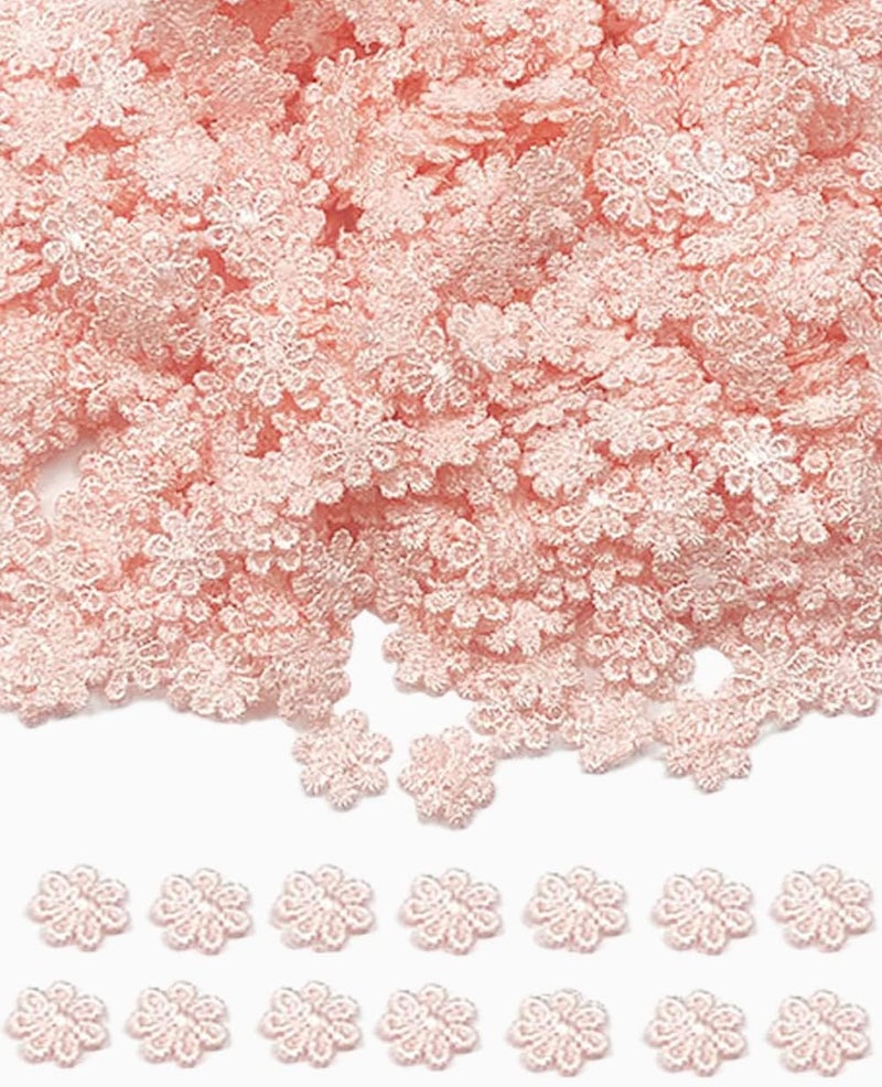 MSCFTFB 1000 Pieces 0.5inch Daisy Guipure Lace Applique Embroidered Floral Sew on Patch Mini Motif for Sewing Decoration Jewelry Making (Pale Pink) - Image 1